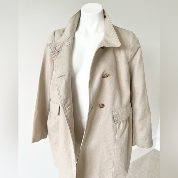 Joie Cotton Linen Tan Trench Coat L Jacket - Picture 3 of 11